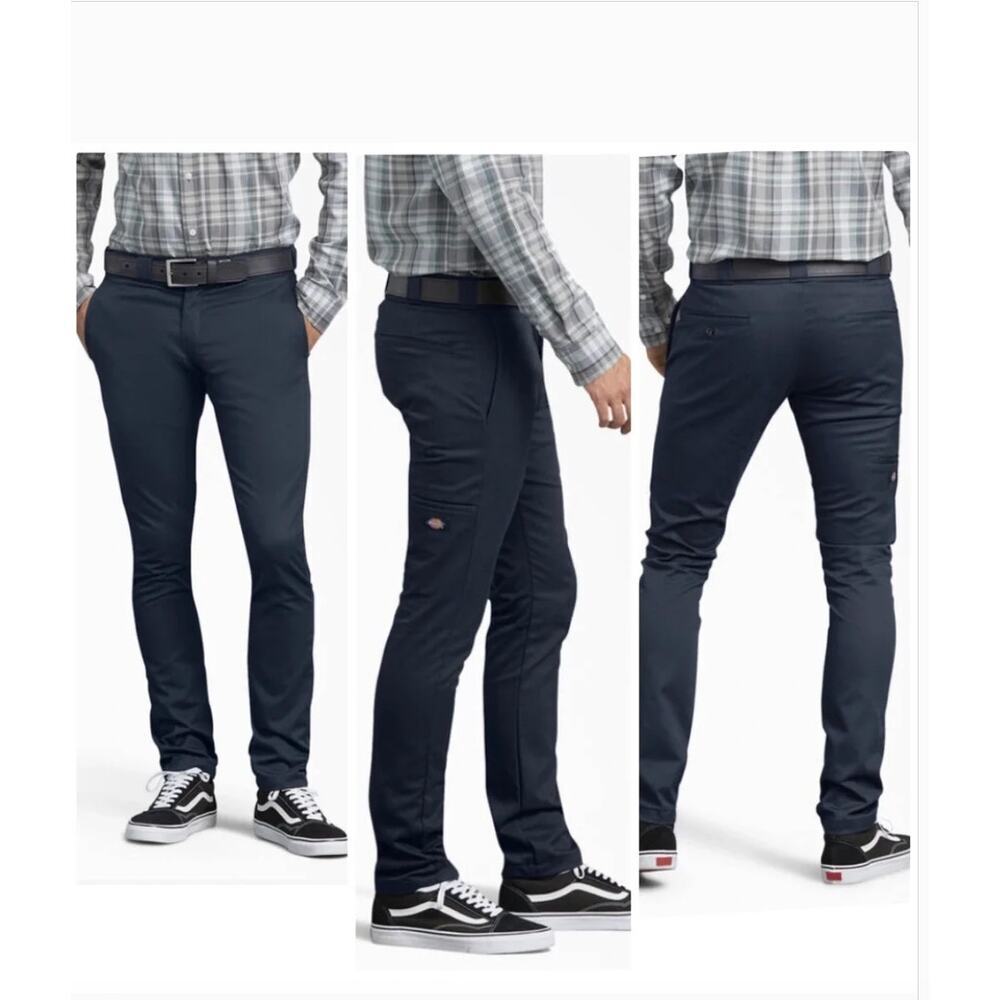Dickies Men's Navy Blue Skinny Straight Chino Pants 28 x 30 Workwear Utility